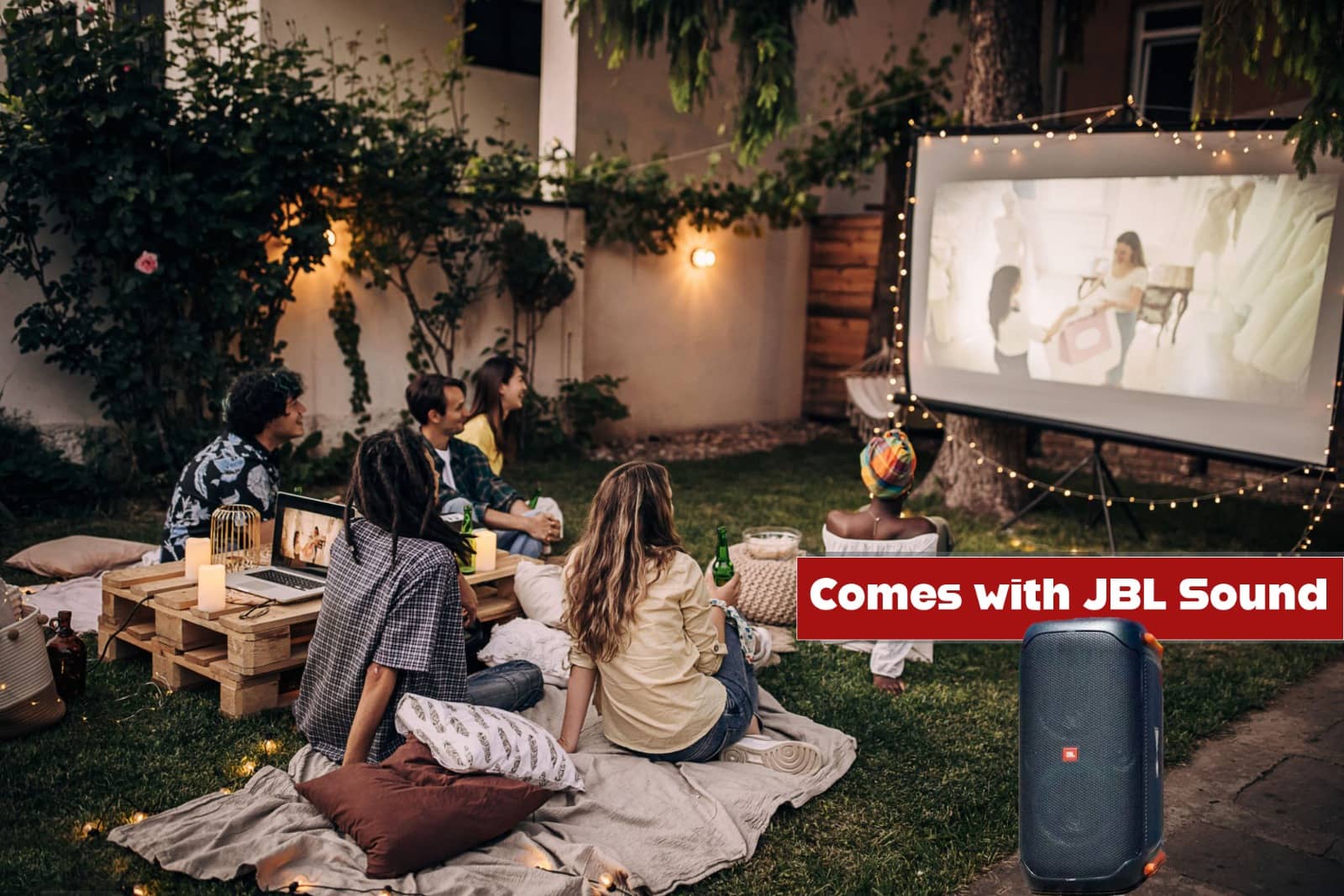 Movie Experience Projector and Screen Rental Near Me With JBL Speaker