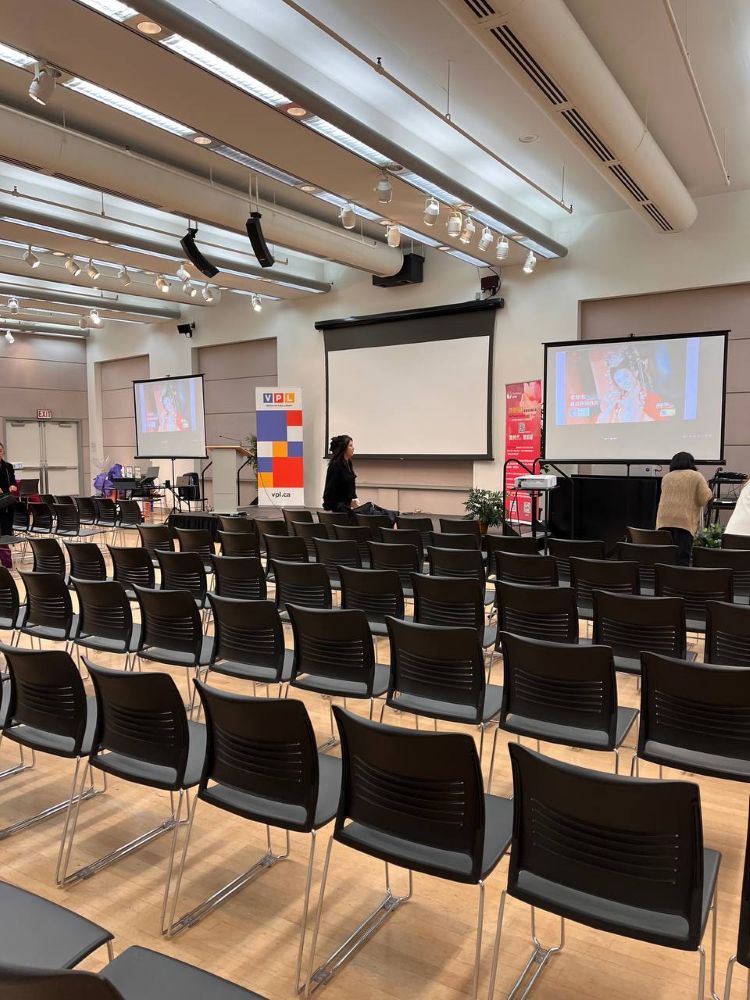 Rent a dual projector and screen for a business presentation