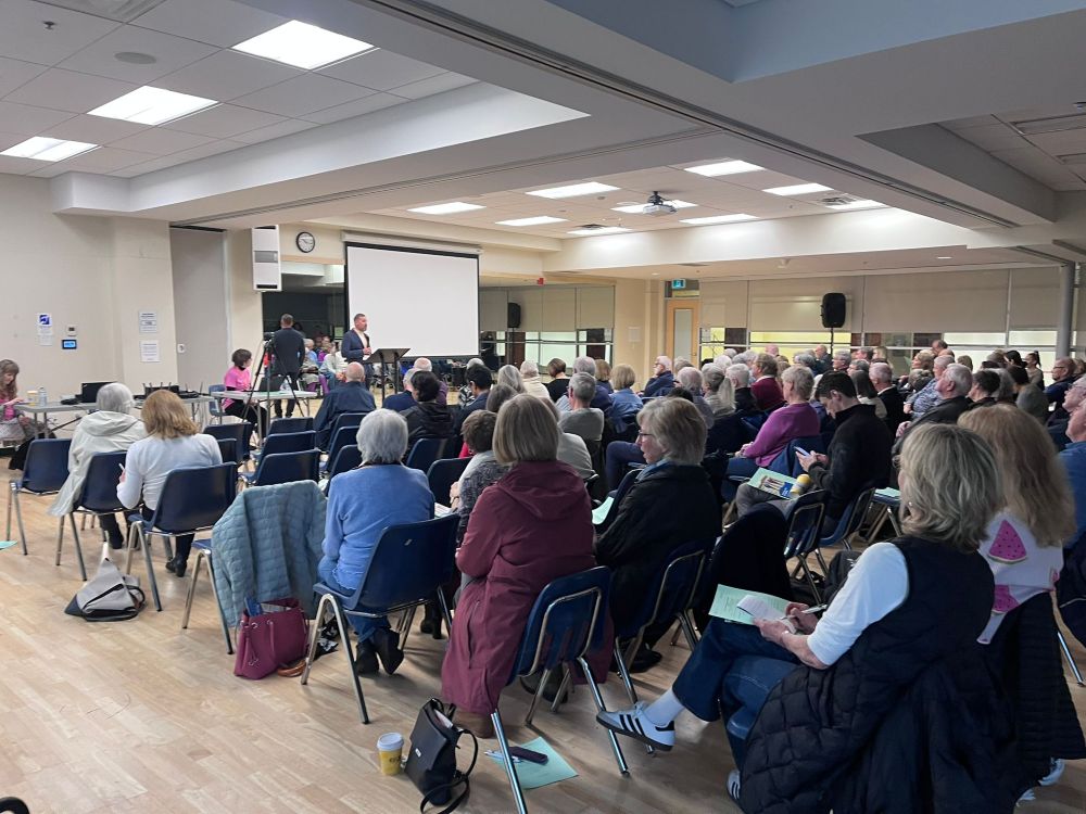 Hybrid event AV recording equipment including a rack-mounted digital mixer and USB audio interface set up at Delbrook Community Centre