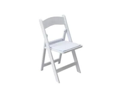 Padded white event chair shown straight-on