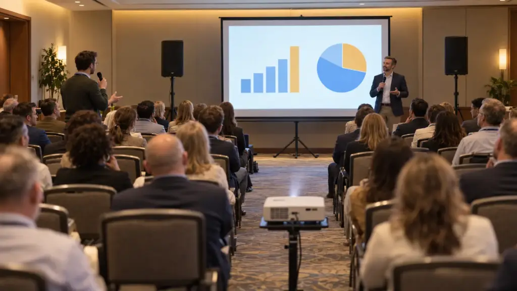 Q&A session at small conference
